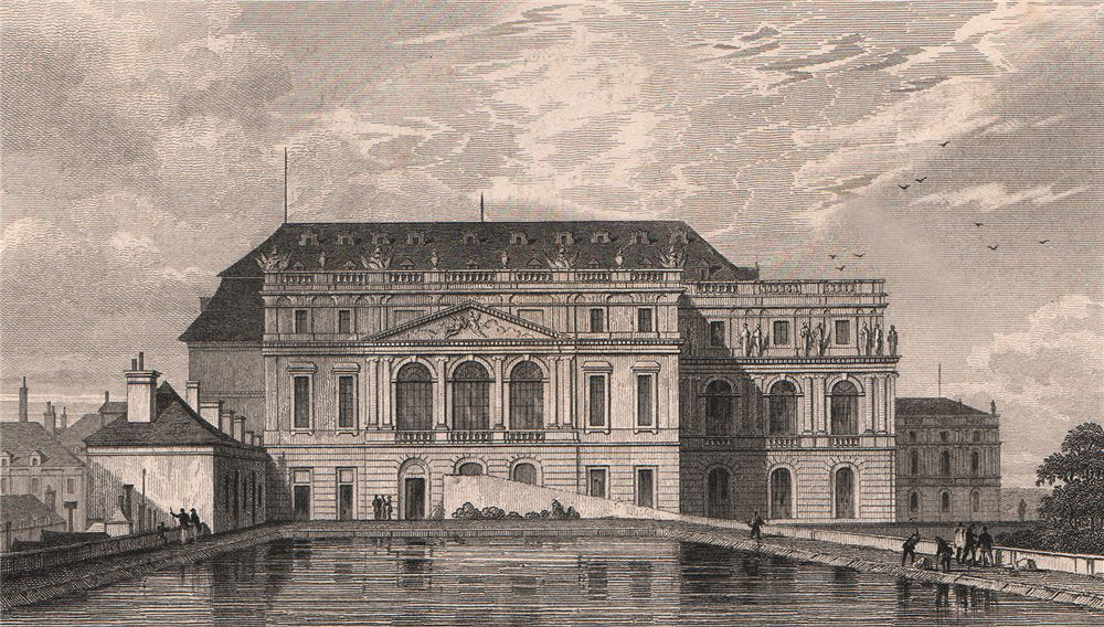 Versailles l'Opera, vers le reservoir. Yvelines. BICKNELL 1845 old print
